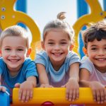 white kids playing in playground