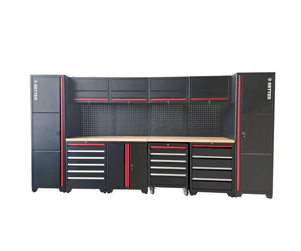 werkstatt set mit mdf massiv holzplatte hoher werkzeugschrank lochwand haengeschrank schubladen 2