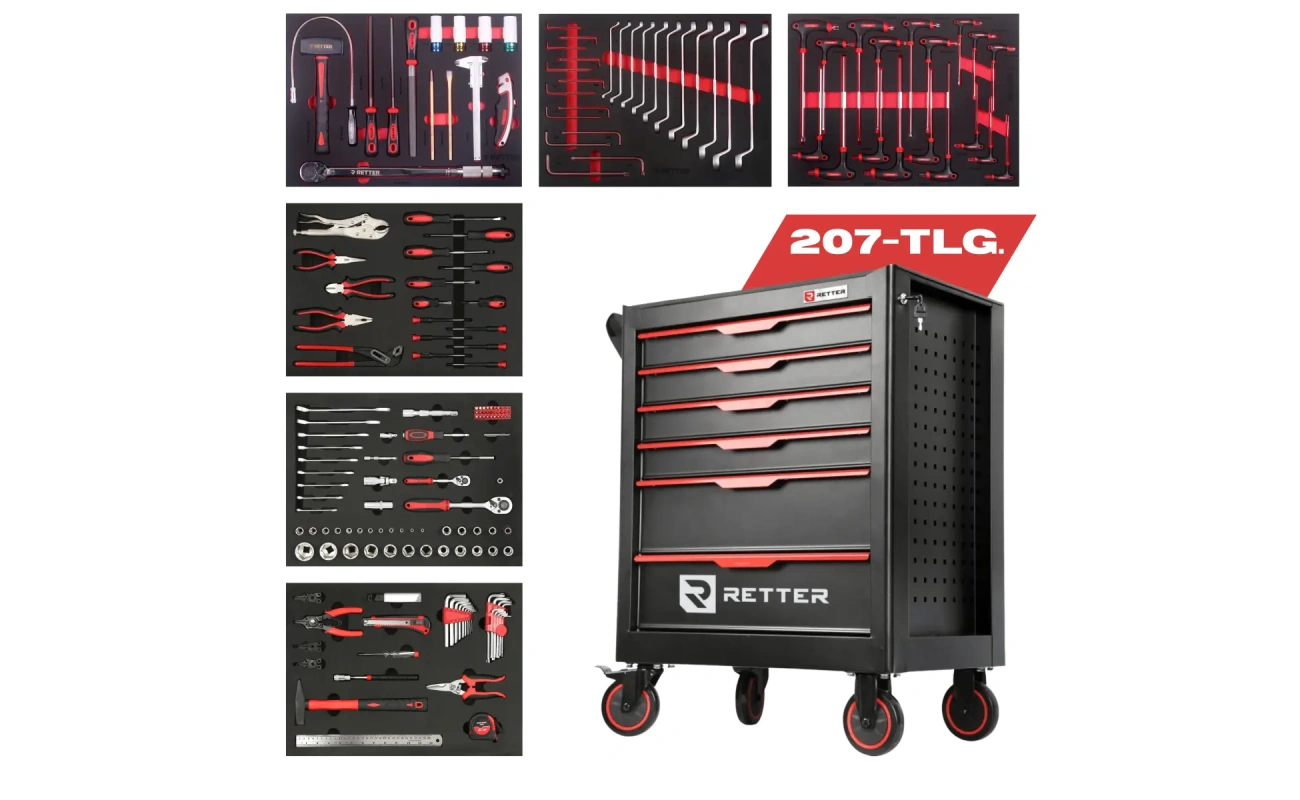 werkzeugwagen 27 zoll 6 schubladen 207 tlg set