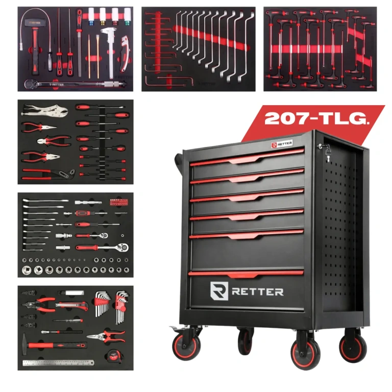 werkzeugwagen 27 zoll 6 schubladen 207 tlg set